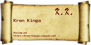 Kren Kinga névjegykártya